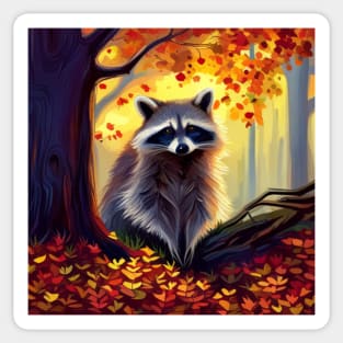 Woodland Autumn Raccoon Sticker